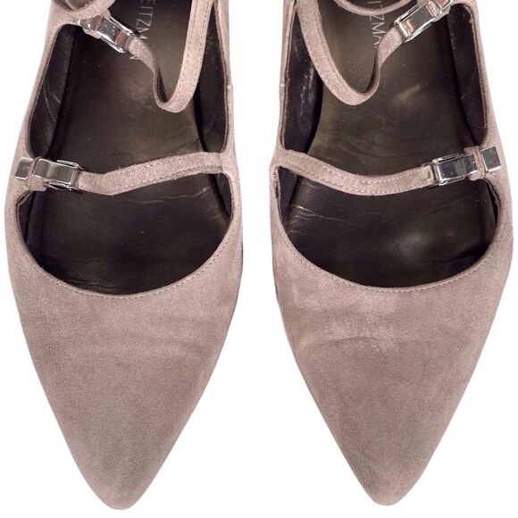 STUART WEITZMAN Flippy Suede Leather Multi-Strap Flats Size 10 Mary Jane Beige - Picture 4 of 13